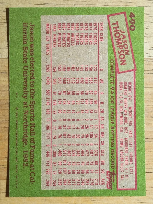 1985 Topps #490 Jason Thompson