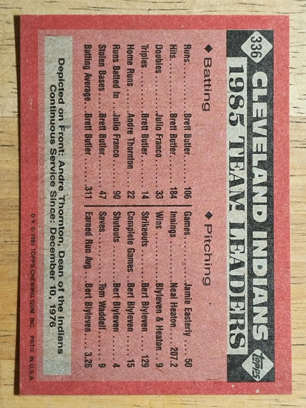 1986 Topps #336 Indians Leaders/Andre Thornton