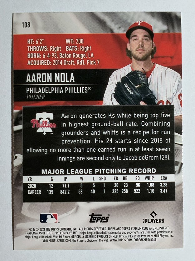 2021 Stadium Club Red Foil #108 Aaron Nola
