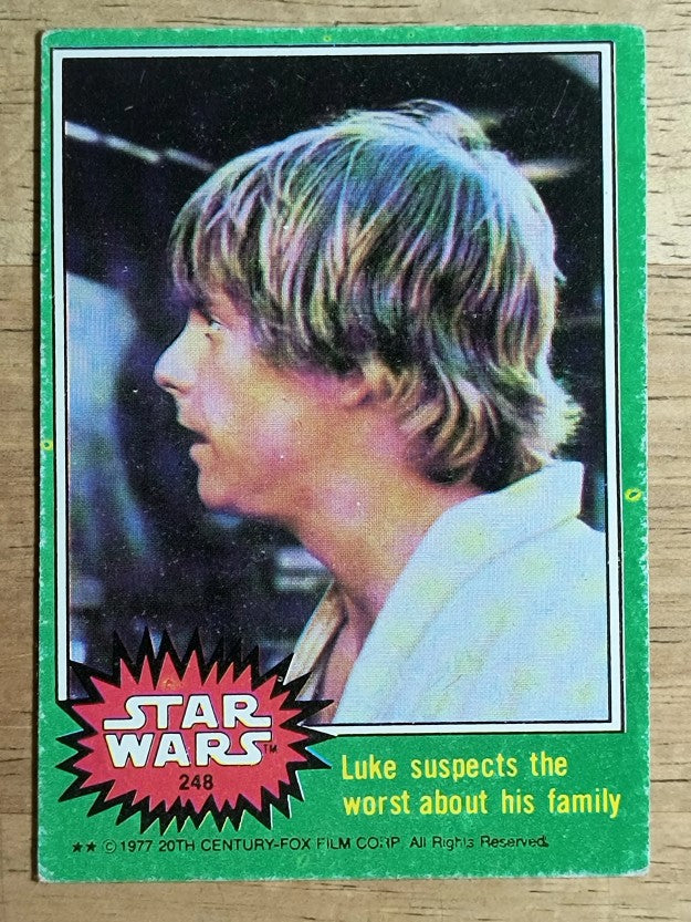 1977 Topps Star Wars #248 Luke suspects the worst about his family (VGEX)