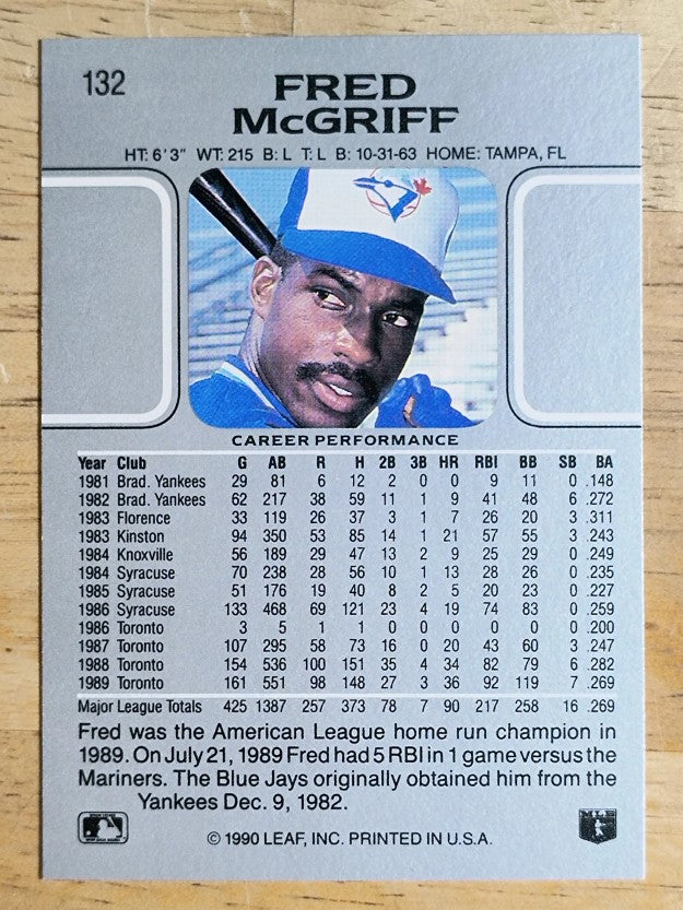 1990 Leaf #132 Fred McGriff