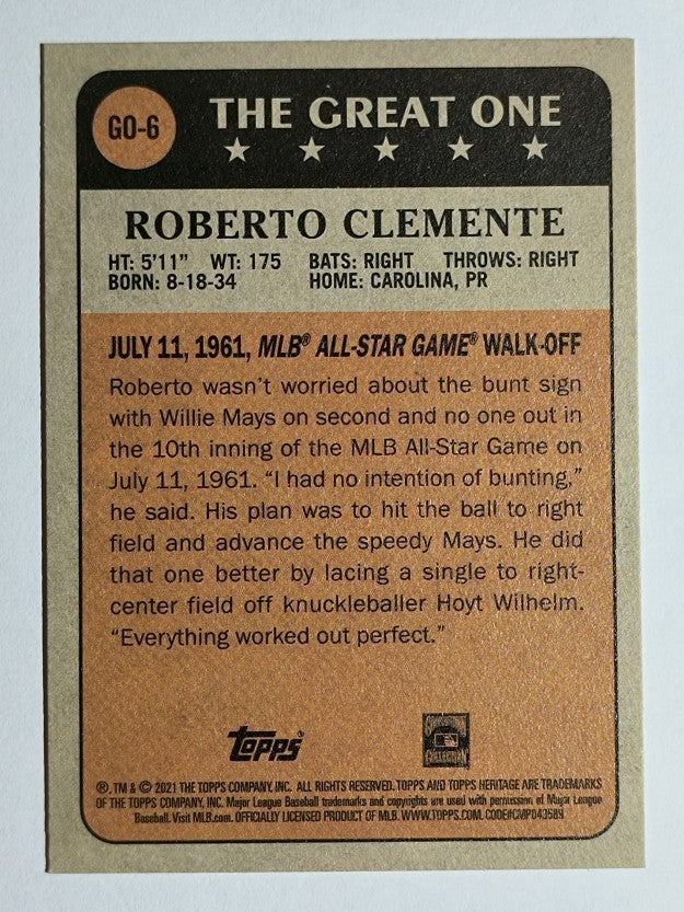 2021 Topps Heritage The Great One #GO6 Roberto Clemente