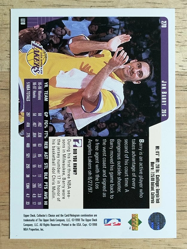 1997-98 Collector's Choice #270 Jon Barry