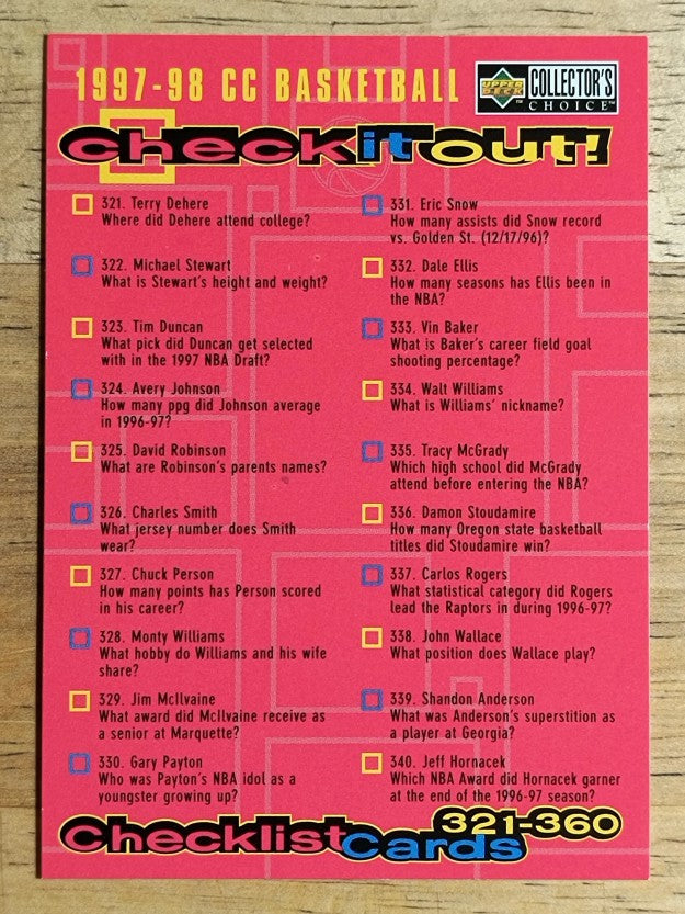 1997-98 Collector's Choice #399 Checklist 4