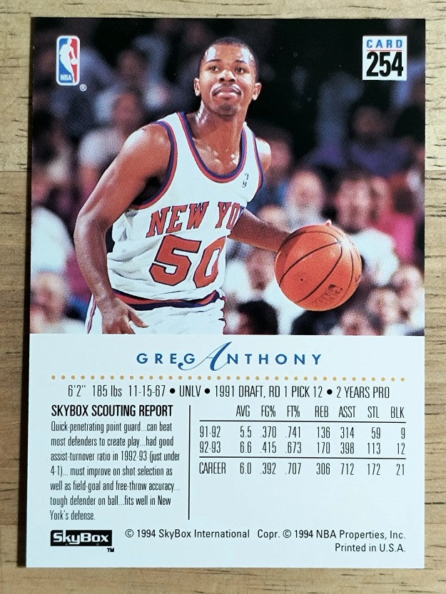 1993-94 SkyBox Premium #254 Greg Anthony