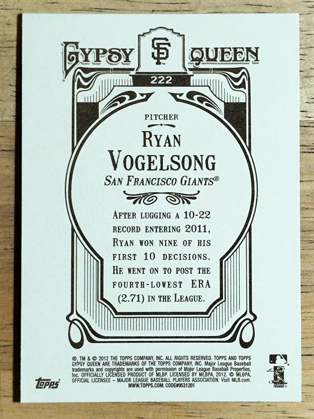 2012 Topps Gypsy Queen #222 Ryan Vogelsong