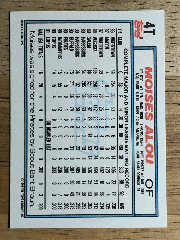 1992 Topps Traded #4T Moises Alou