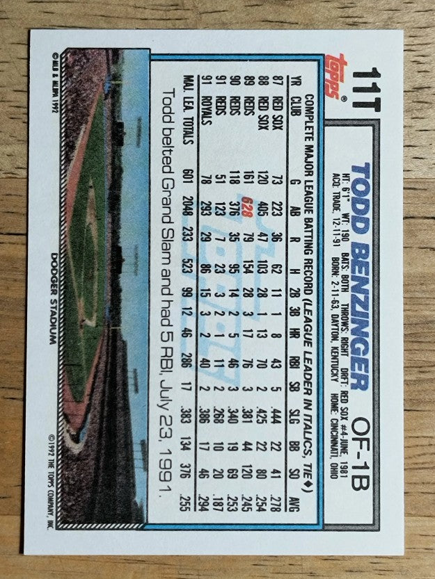 1992 Topps Traded #11T Todd Benzinger