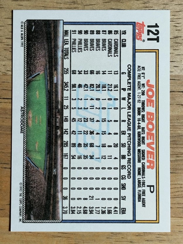 1992 Topps Traded #12T Joe Boever