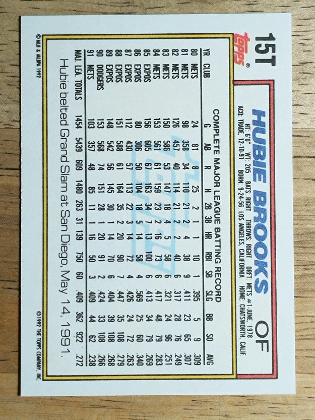 1992 Topps Traded #15T Hubie Brooks