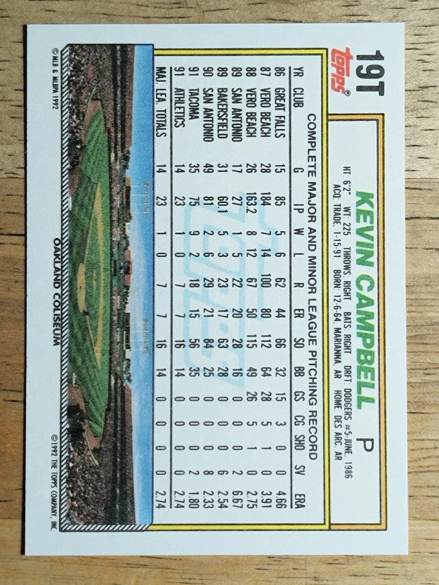 1992 Topps Traded #19T Kevin Campbell