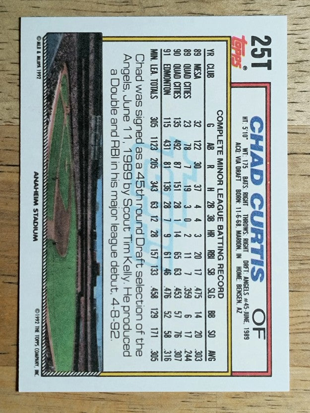 1992 Topps Traded #25T Chad Curtis RC
