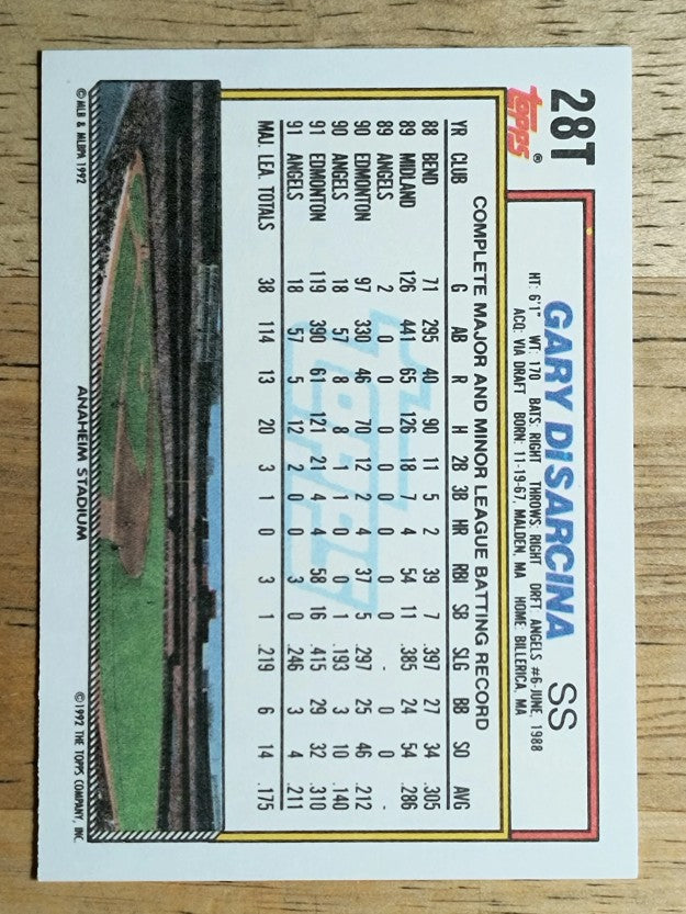 1992 Topps Traded #28T Gary DiSarcina