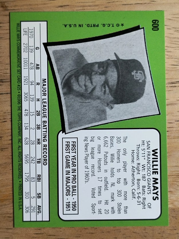 1997 Topps Mays #25 Willie Mays