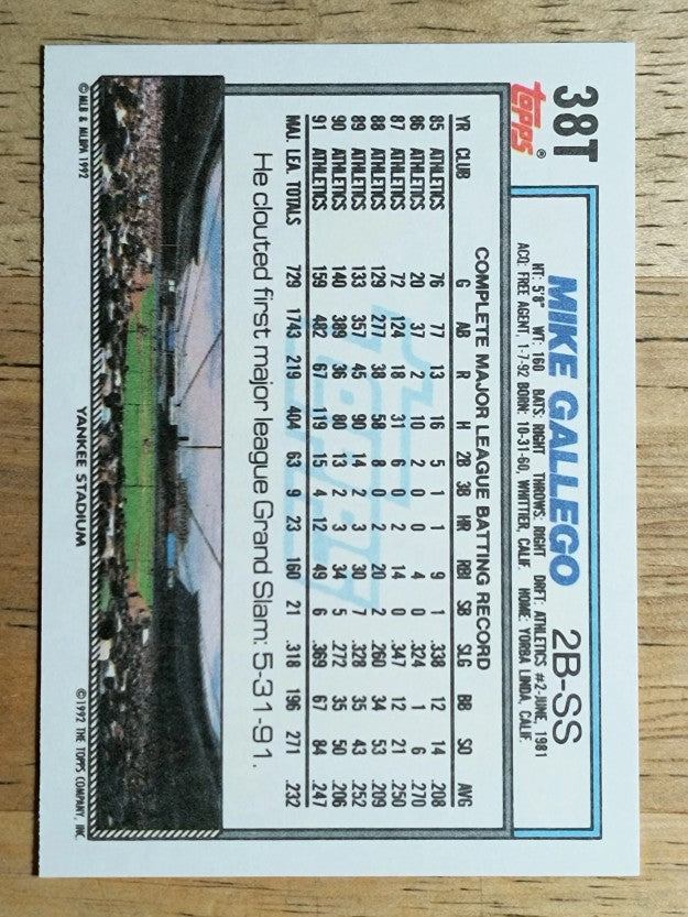 1992 Topps Traded #38T Mike Gallego