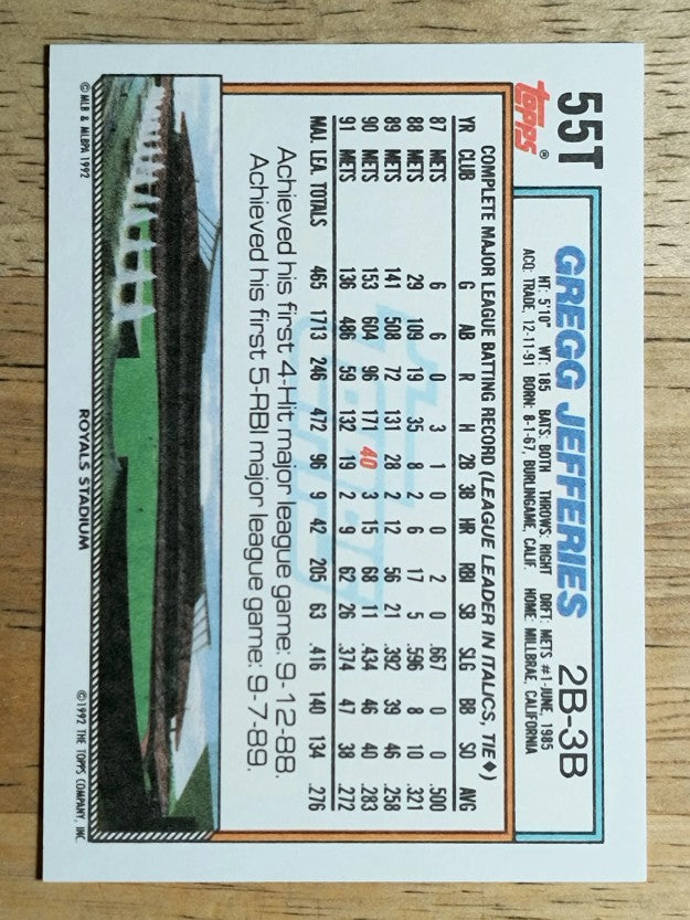 1992 Topps Traded #55T Gregg Jefferies