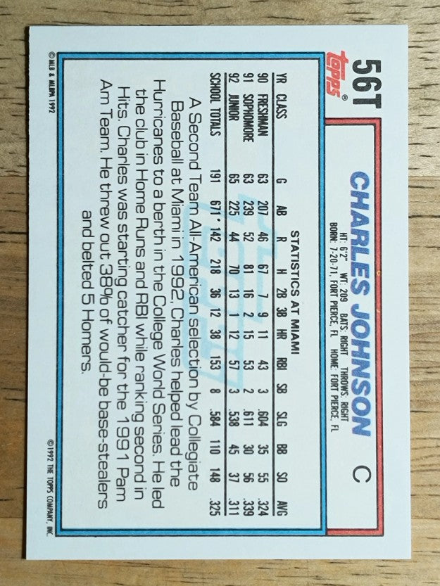 1992 Topps Traded #56T Charles Johnson USA