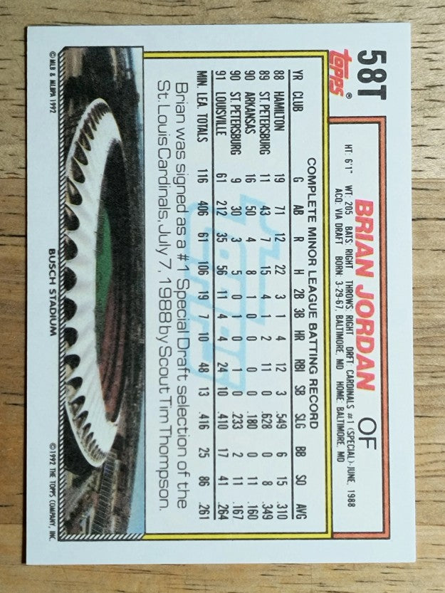 1992 Topps Traded #58T Brian Jordan RC