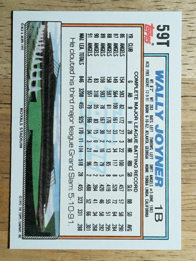 1992 Topps Traded #59T Wally Joyner
