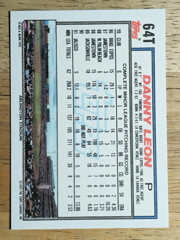 1992 Topps Traded #64T Danny Leon