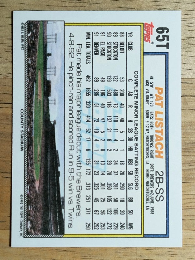 1992 Topps Traded #65T Pat Listach RC