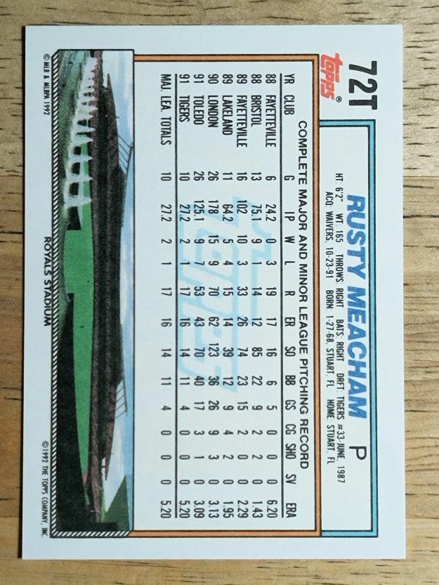 1992 Topps Traded #72T Rusty Meacham