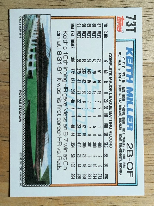 1992 Topps Traded #73T Keith Miller