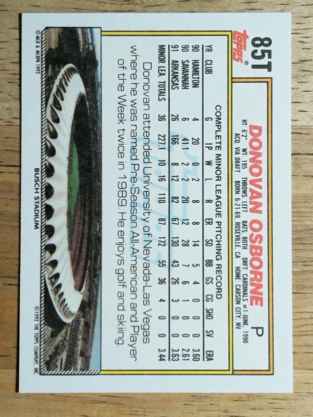 1992 Topps Traded #85T Donovan Osborne
