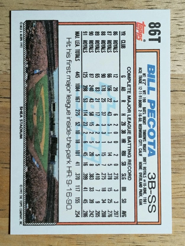 1992 Topps Traded #86T Bill Pecota