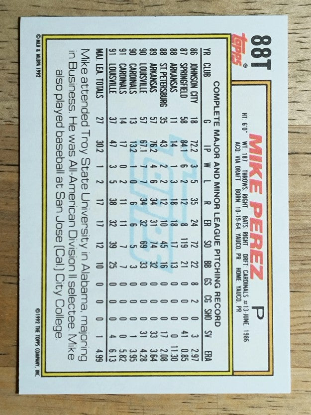 1992 Topps Traded #88T Mike Perez