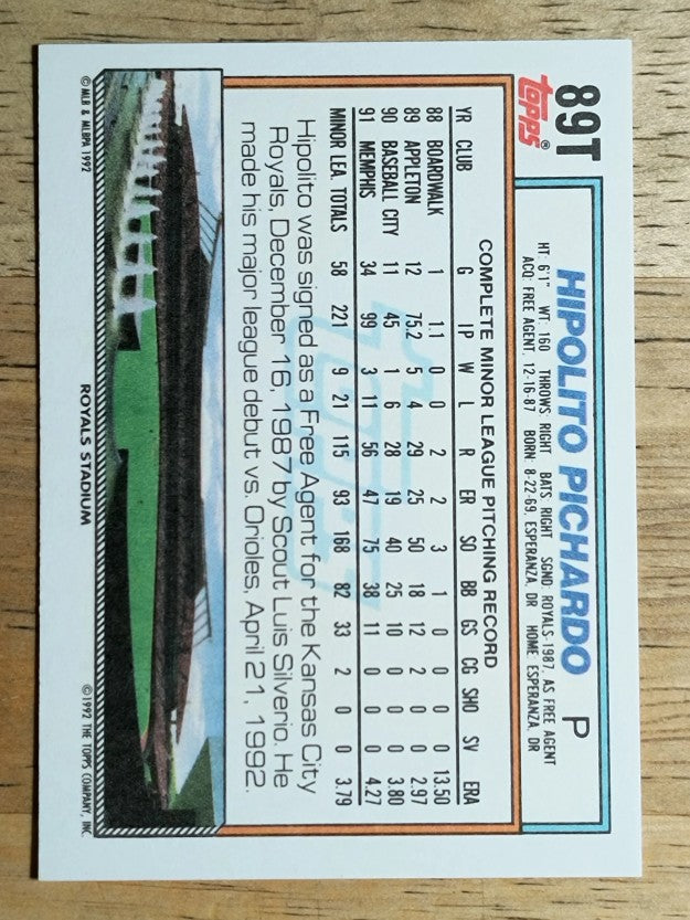 1992 Topps Traded #89T Hipolito Pichardo RC