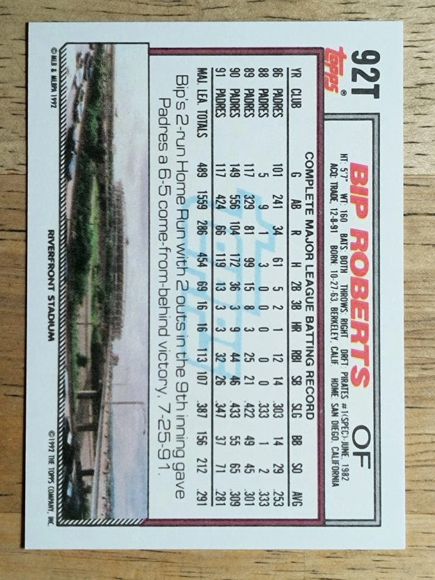 1992 Topps Traded #92T Bip Roberts