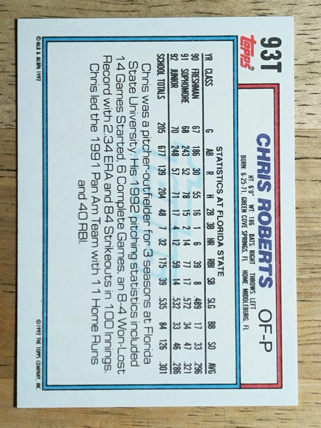 1992 Topps Traded #93T Chris Roberts USA