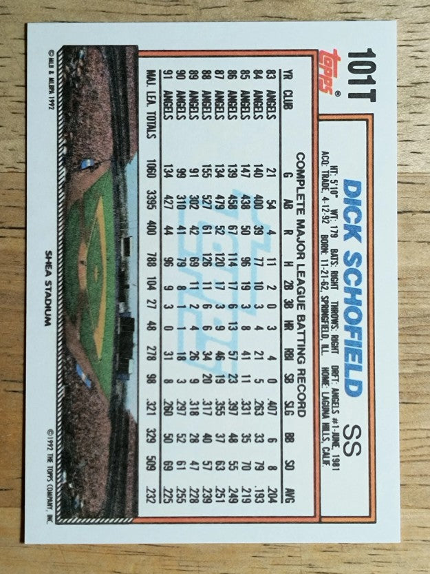 1992 Topps Traded #101T Dick Schofield