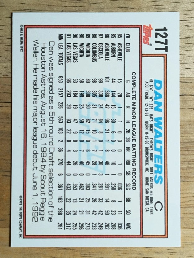 1992 Topps Traded #127T Dan Walters