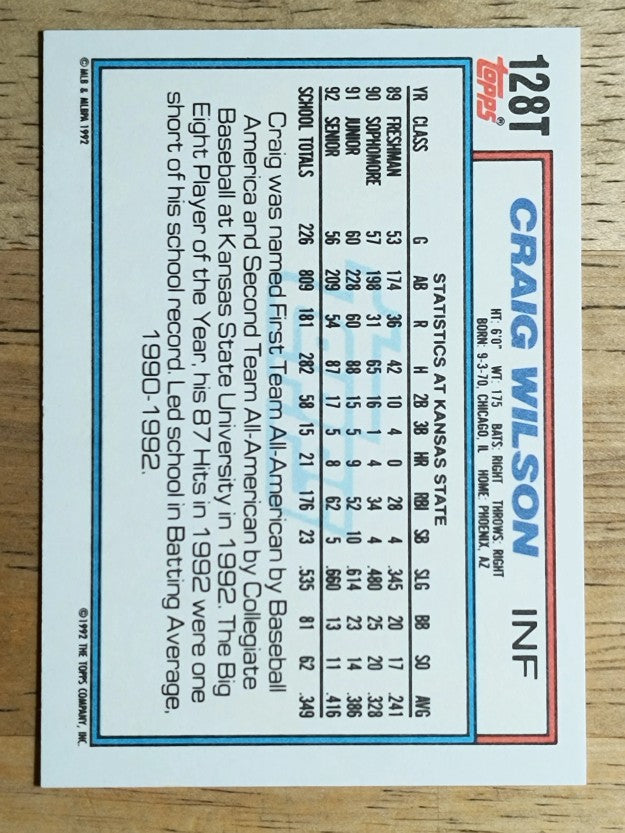 1992 Topps Traded #128T Craig Wilson USA