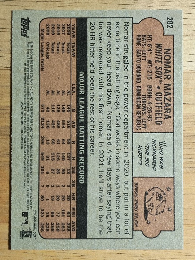 2021 Topps Heritage #202 Nomar Mazara