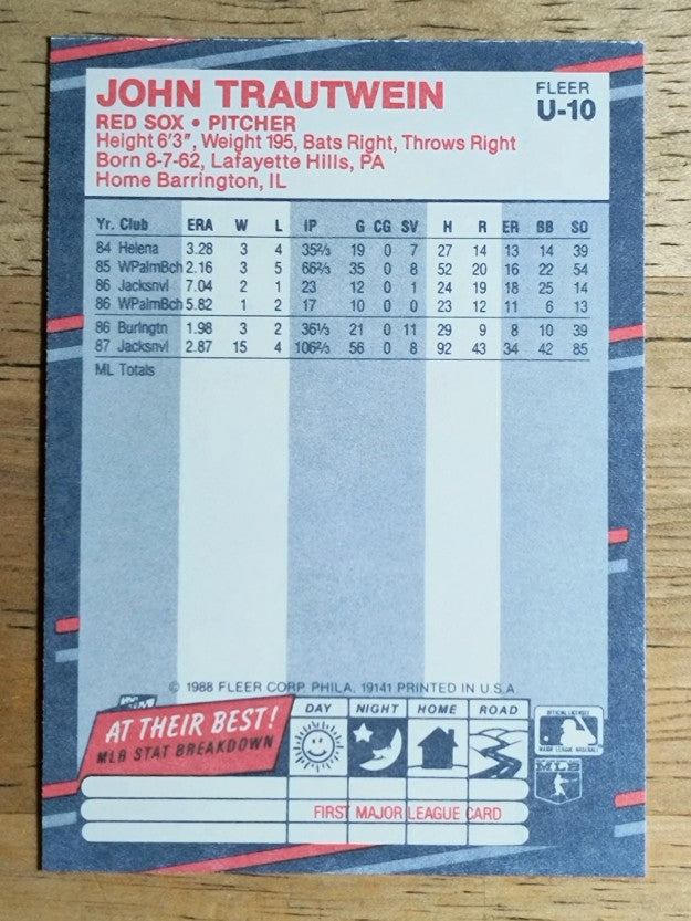 1988 Fleer Update #U10 John Trautwein