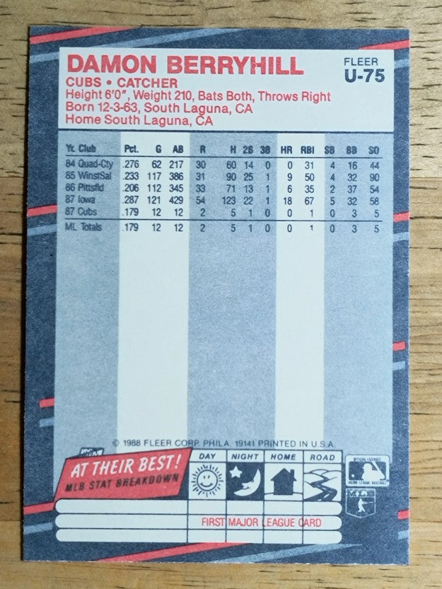 1988 Fleer Update #U75 Damon Berryhill