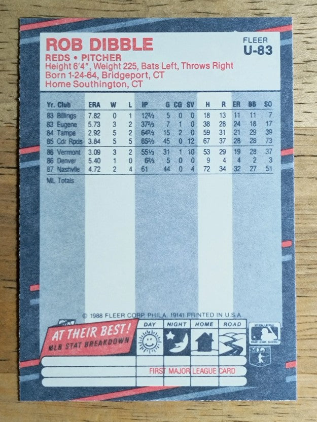 1988 Fleer Update #U83 Rob Dibble XRC