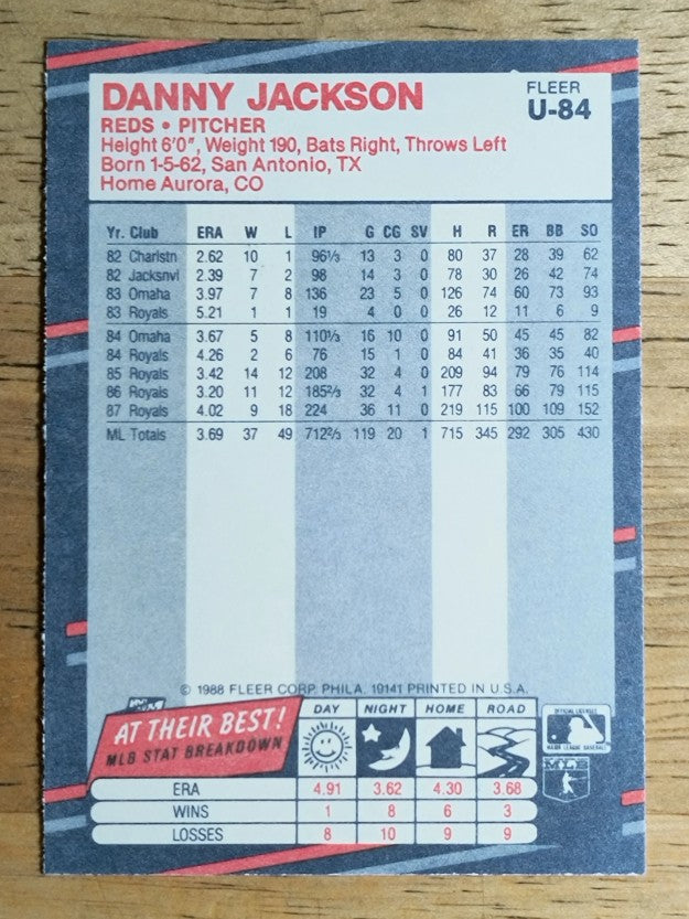 1988 Fleer Update #U84 Danny Jackson