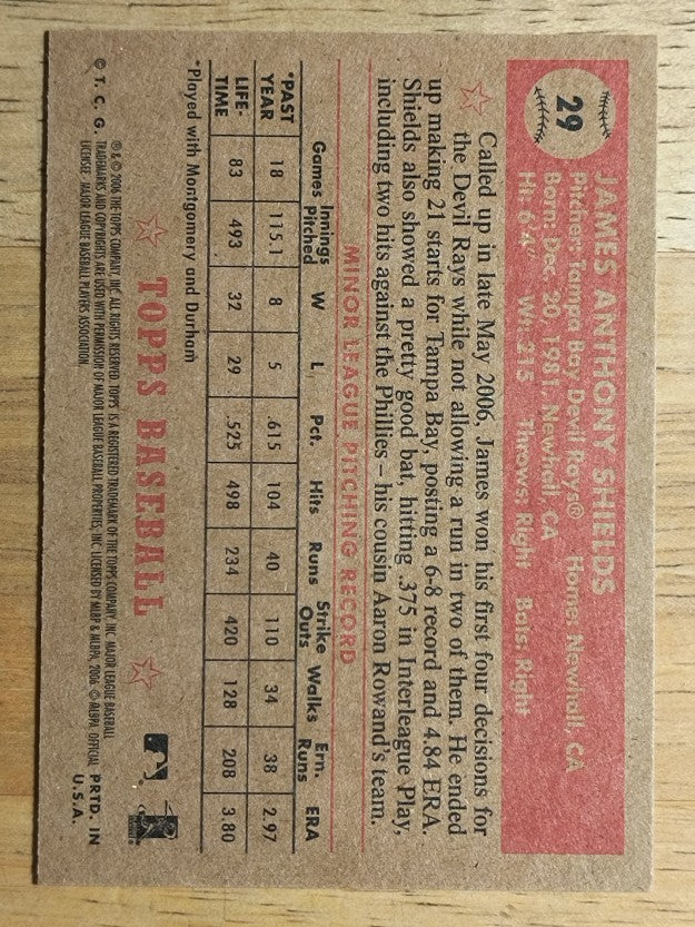 2006 Topps '52 #29 James Shields RC