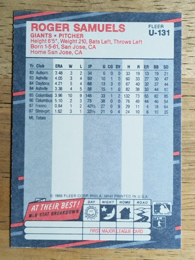 1988 Fleer Update #U131 Roger Samuels