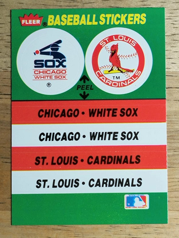 1988 Fleer Team Stickers #17 Chicago White Sox/Cardinals/Three Rivers Stadium