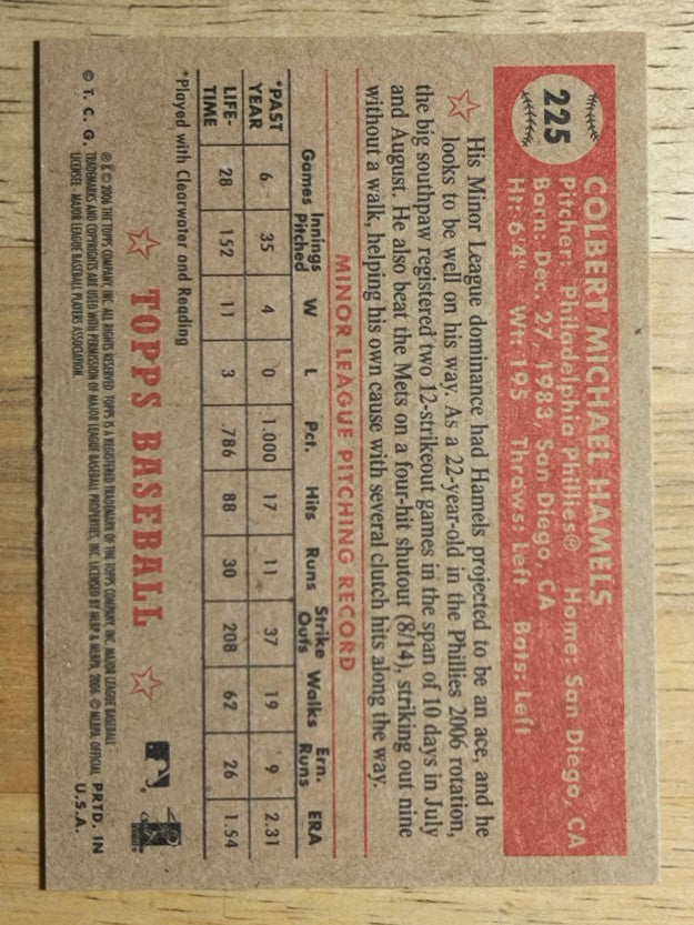 2006 Topps '52 #225B Cole Hamels 52 Logo
