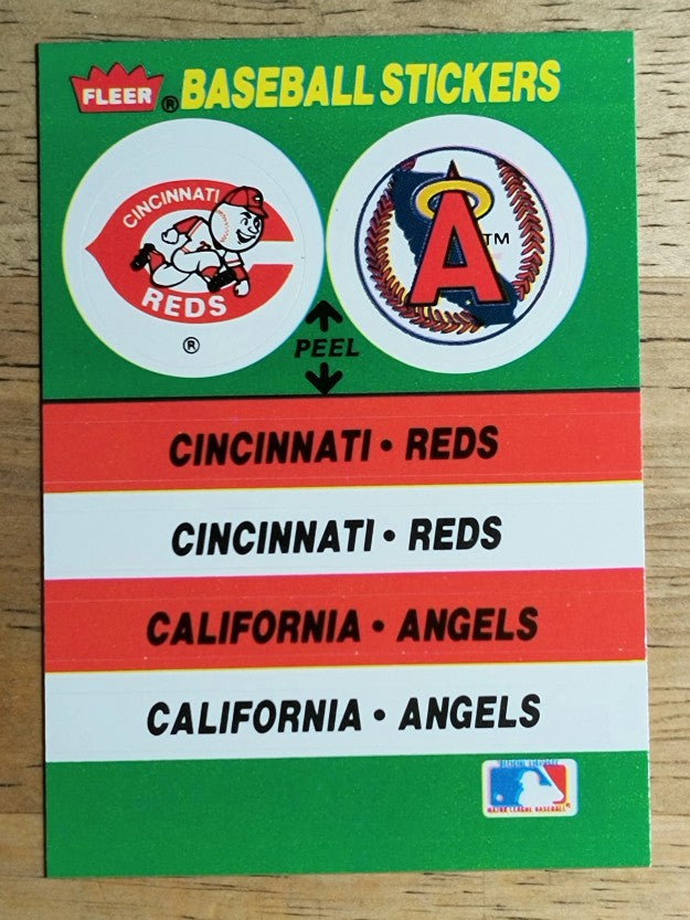 1988 Fleer Team Stickers #19 Cincinnati Reds/California Angles/Stadium variation