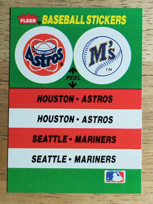 1988 Fleer Team Stickers #29 Houston Astros/Seattle Mariners/Stadium variation