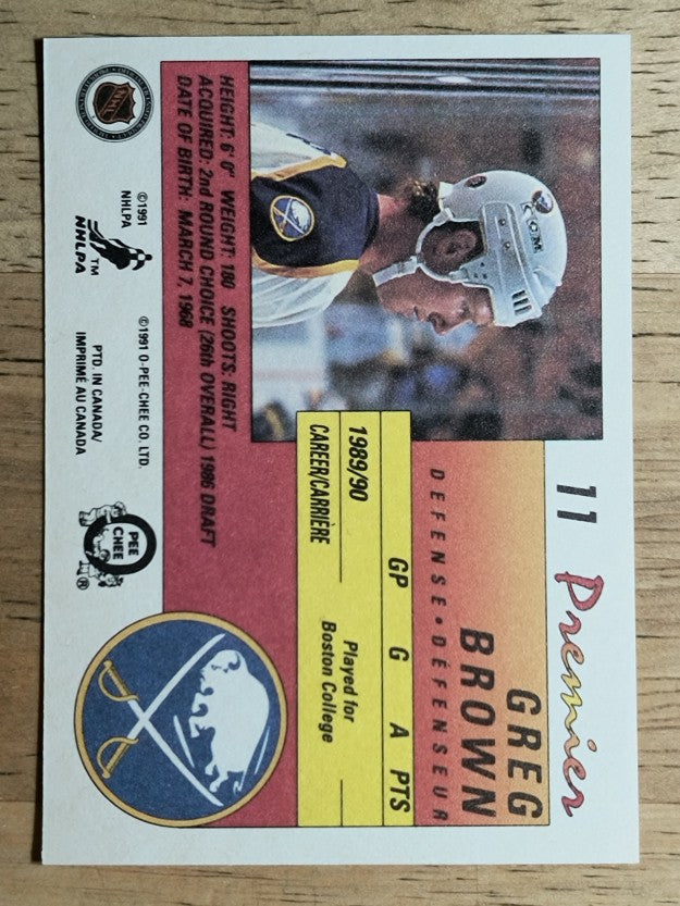 1990-91 OPC Premier #11 Greg Brown RC