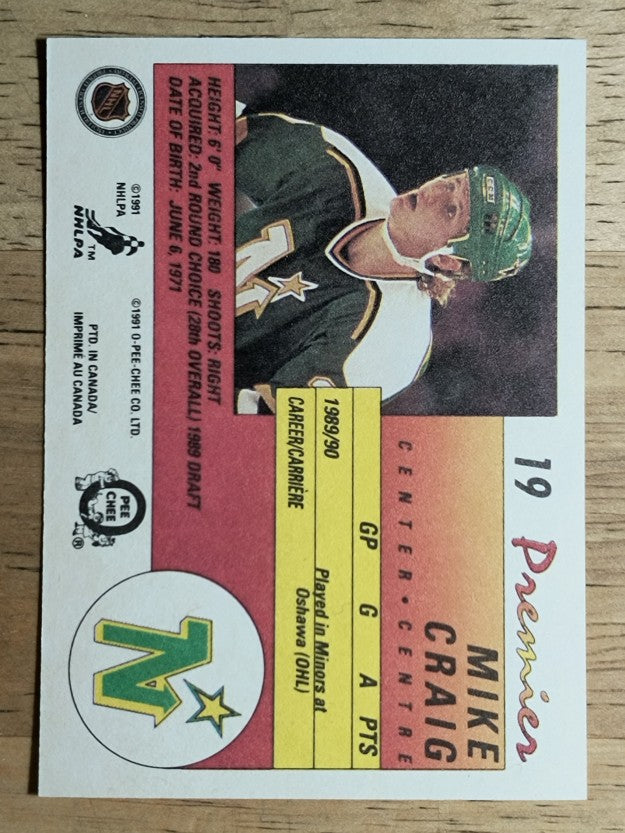 1990-91 OPC Premier #19 Mike Craig RC