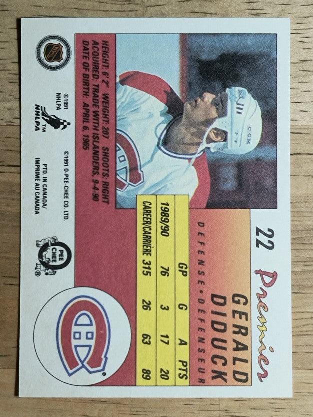 1990-91 OPC Premier #22 Gerald Diduck